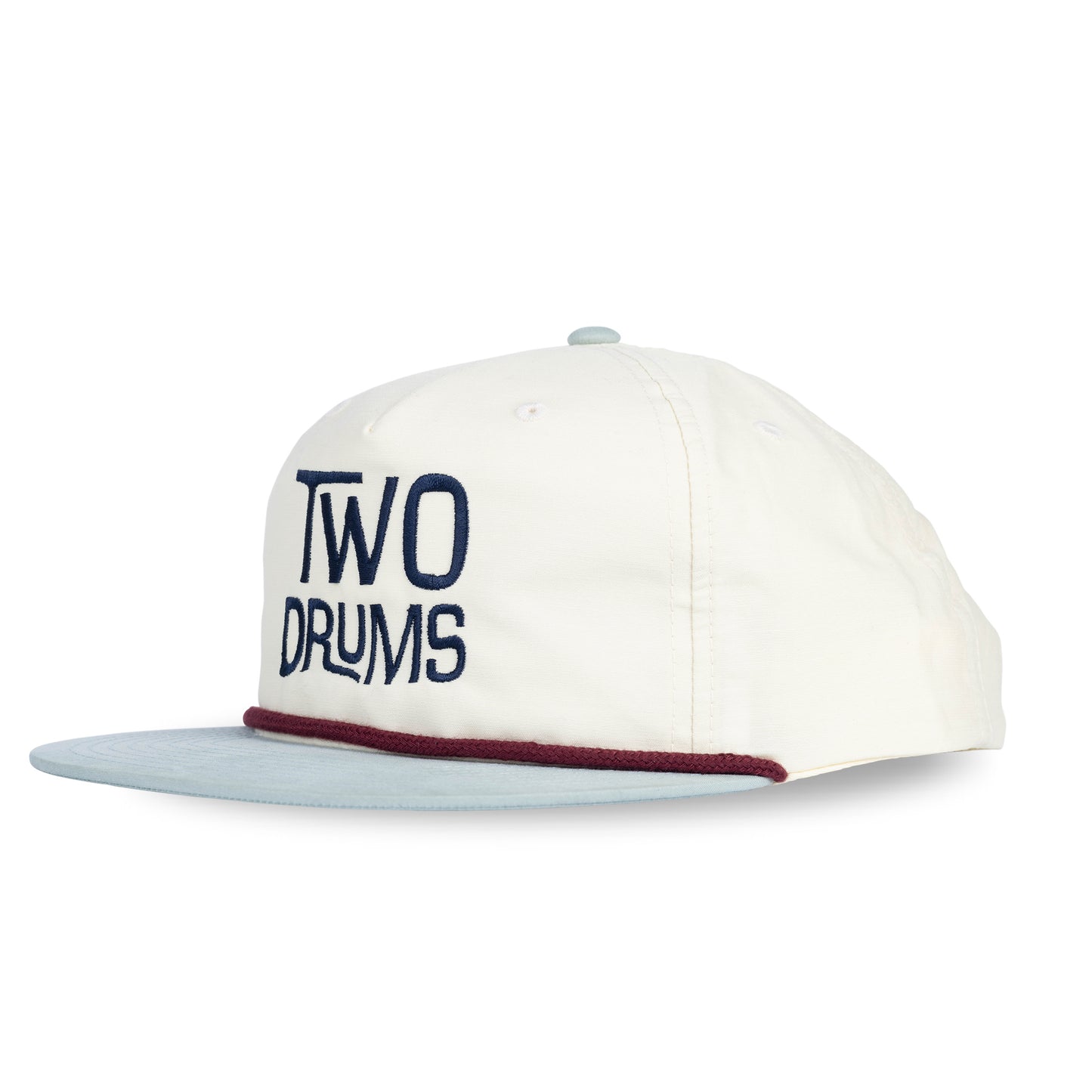 Two Drums 5 Panel - Cream/Light Blue/Maroon Rope