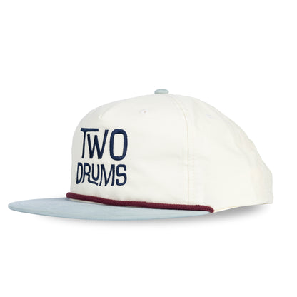 Two Drums 5 Panel - Cream/Light Blue/Maroon Rope
