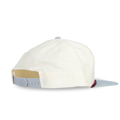 Two Drums 5 Panel - Cream/Light Blue/Maroon Rope