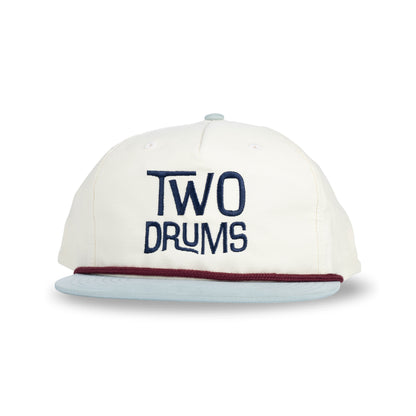Two Drums 5 Panel - Cream/Light Blue/Maroon Rope